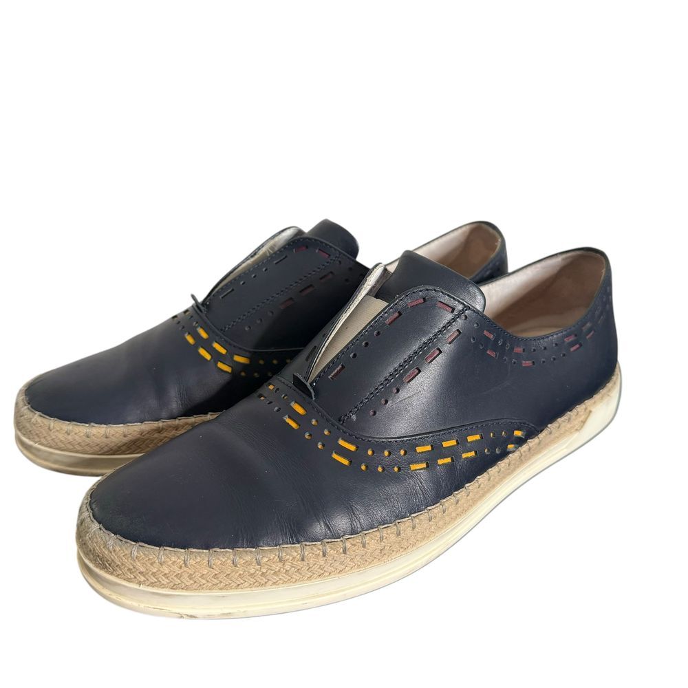 TODS Love Espadrilles‎ Womens 10.5 Blue Leather Brogue Quiet Luxury Shoes